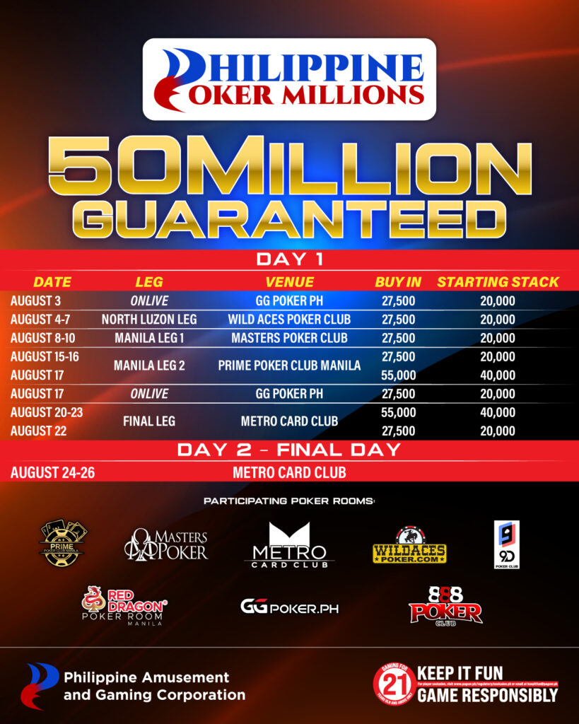 Philippine Poker Millions schedule