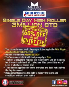 Philippine Poker Millions - High Roller Early Bird Promo